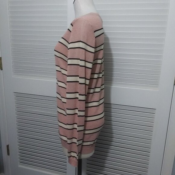 M Magaschoni Sweater Metallic Rose Gold Stripe Sweater Womens Large - Picture 7 of 11